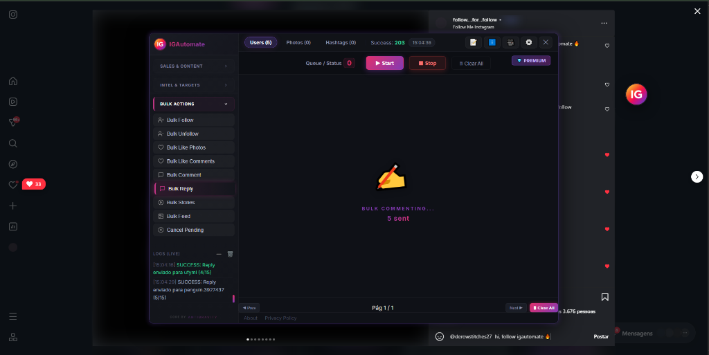 Passo 3: Acompanhamento de Sucesso em Tempo Real