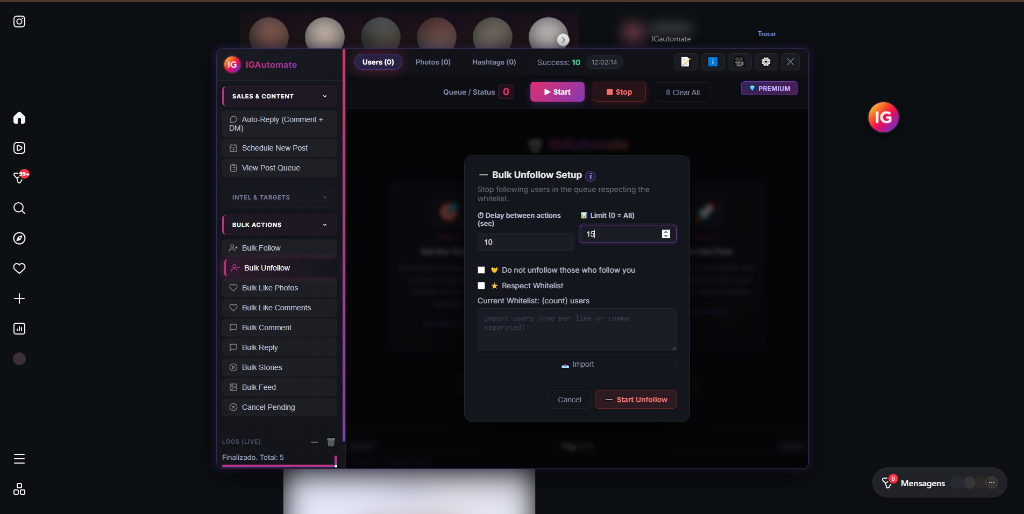 Passo 1: Configurando o Unfollow
